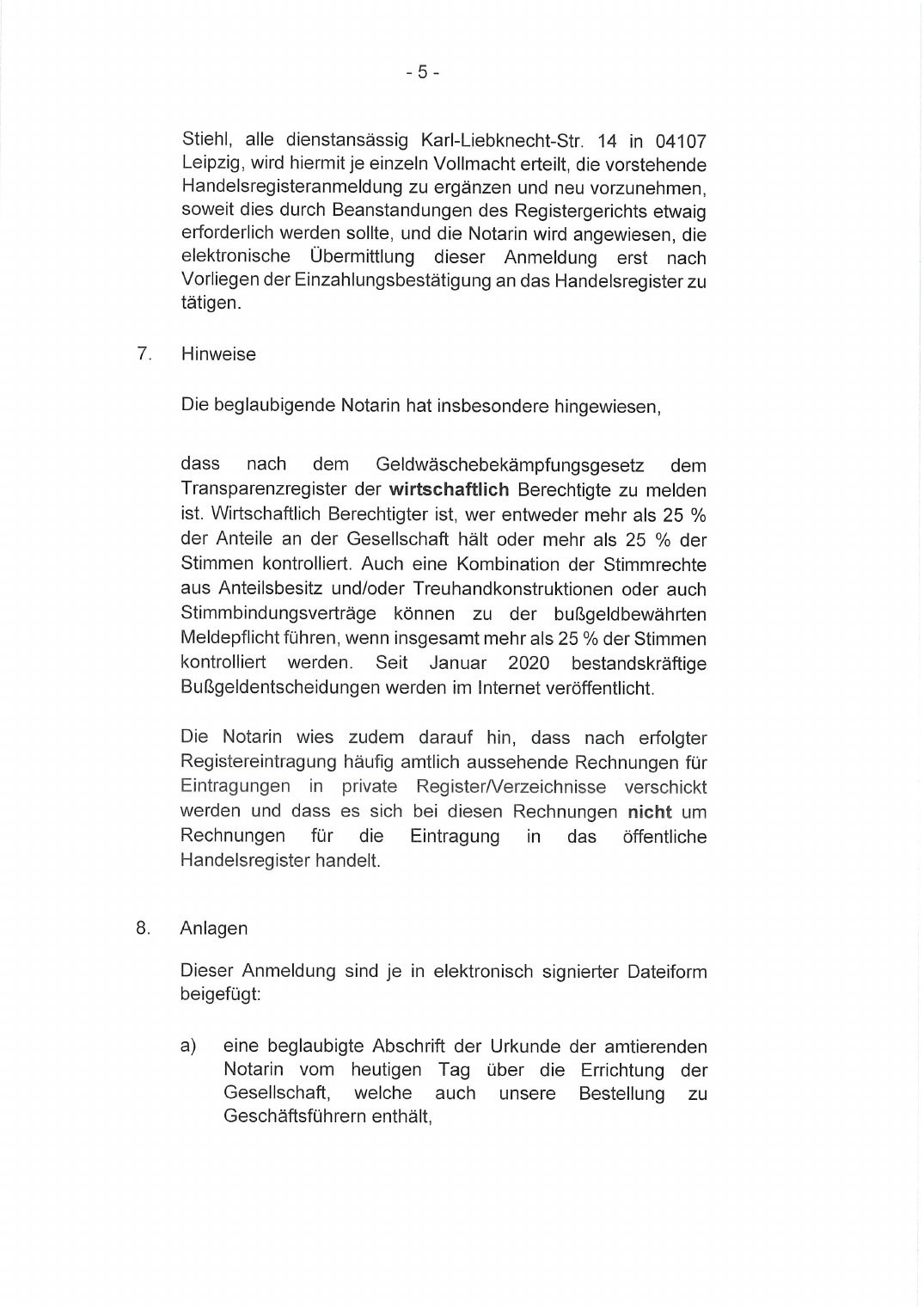 Al Masdar Beteiligungs GmbH registration document, page 21