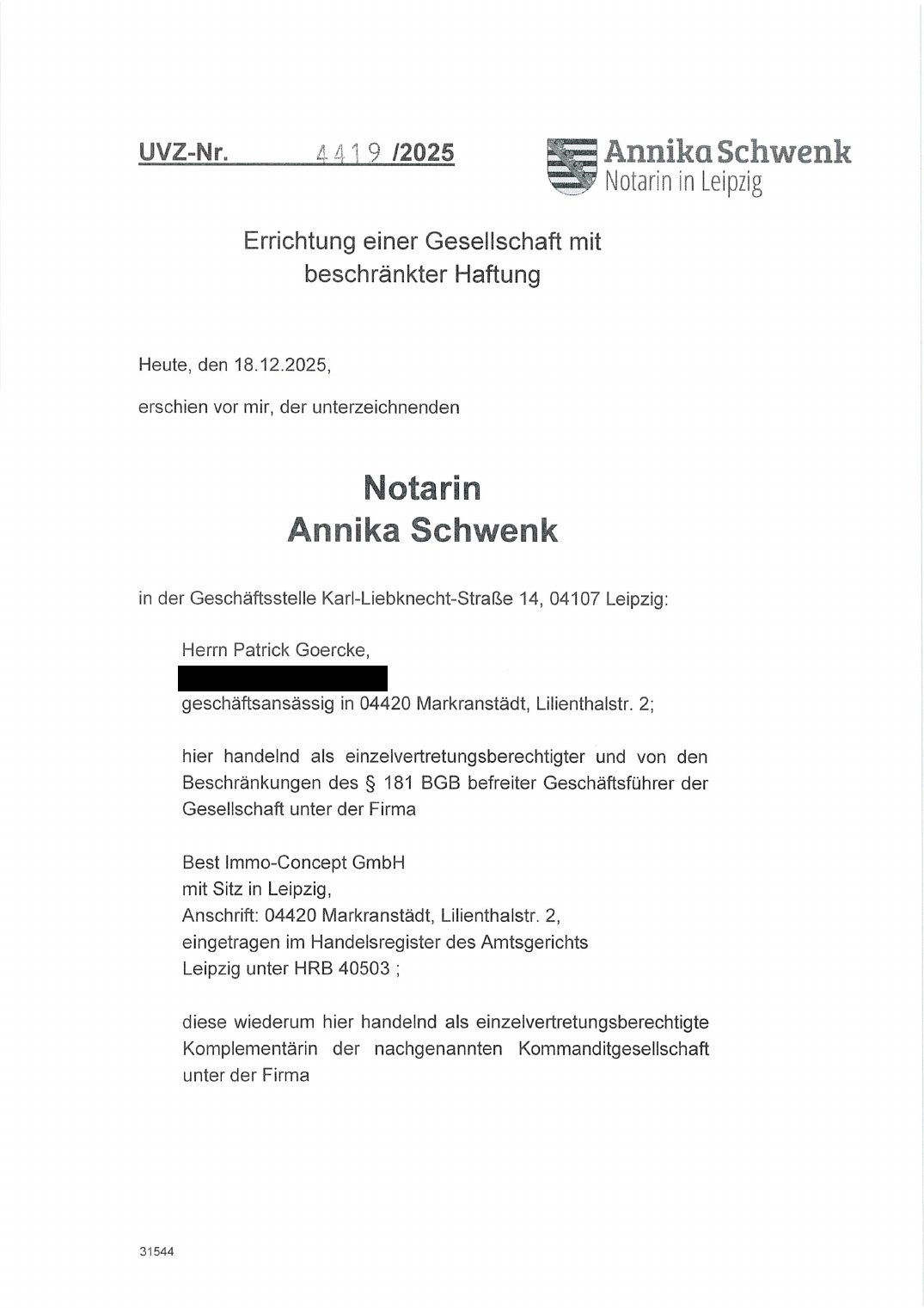 Al Masdar Beteiligungs GmbH registration document, page 26
