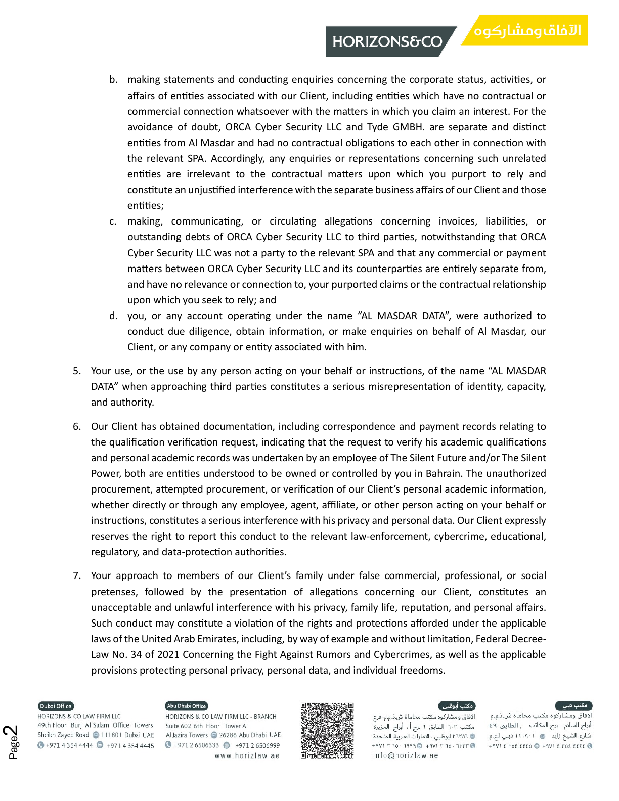 Legal notice sent on behalf of Henrik H. Christiansen, page 2