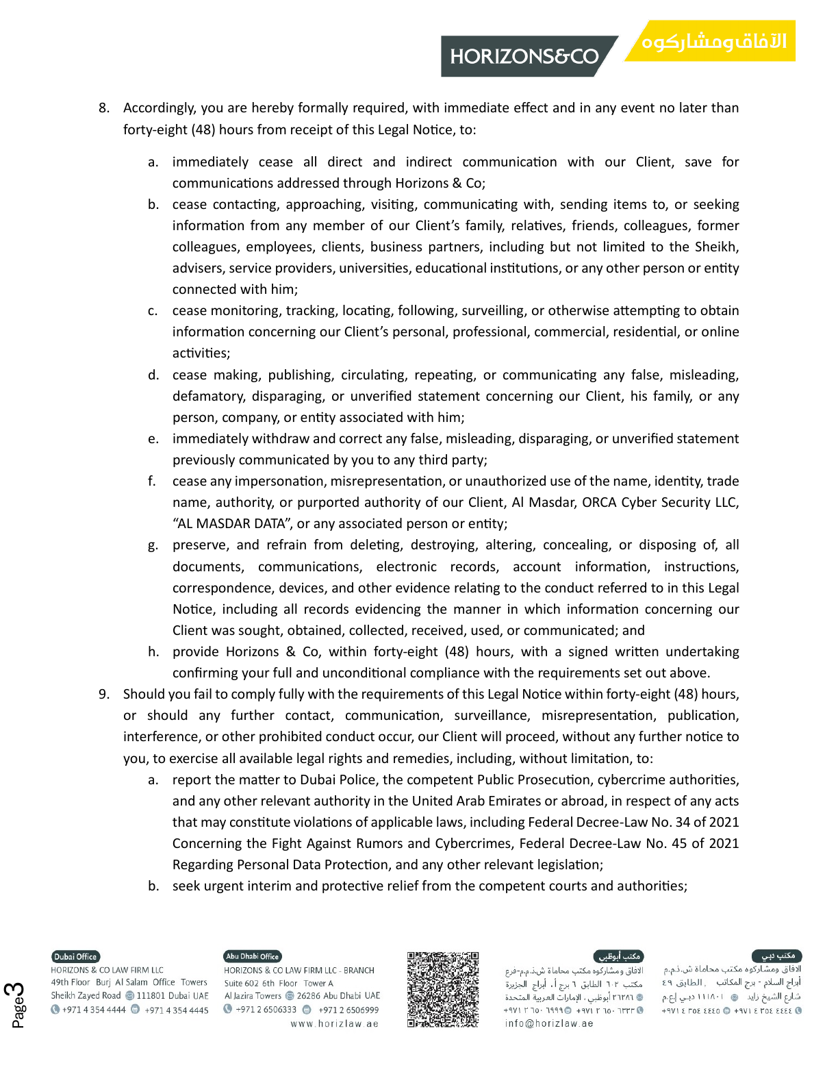 Legal notice sent on behalf of Henrik H. Christiansen, page 3