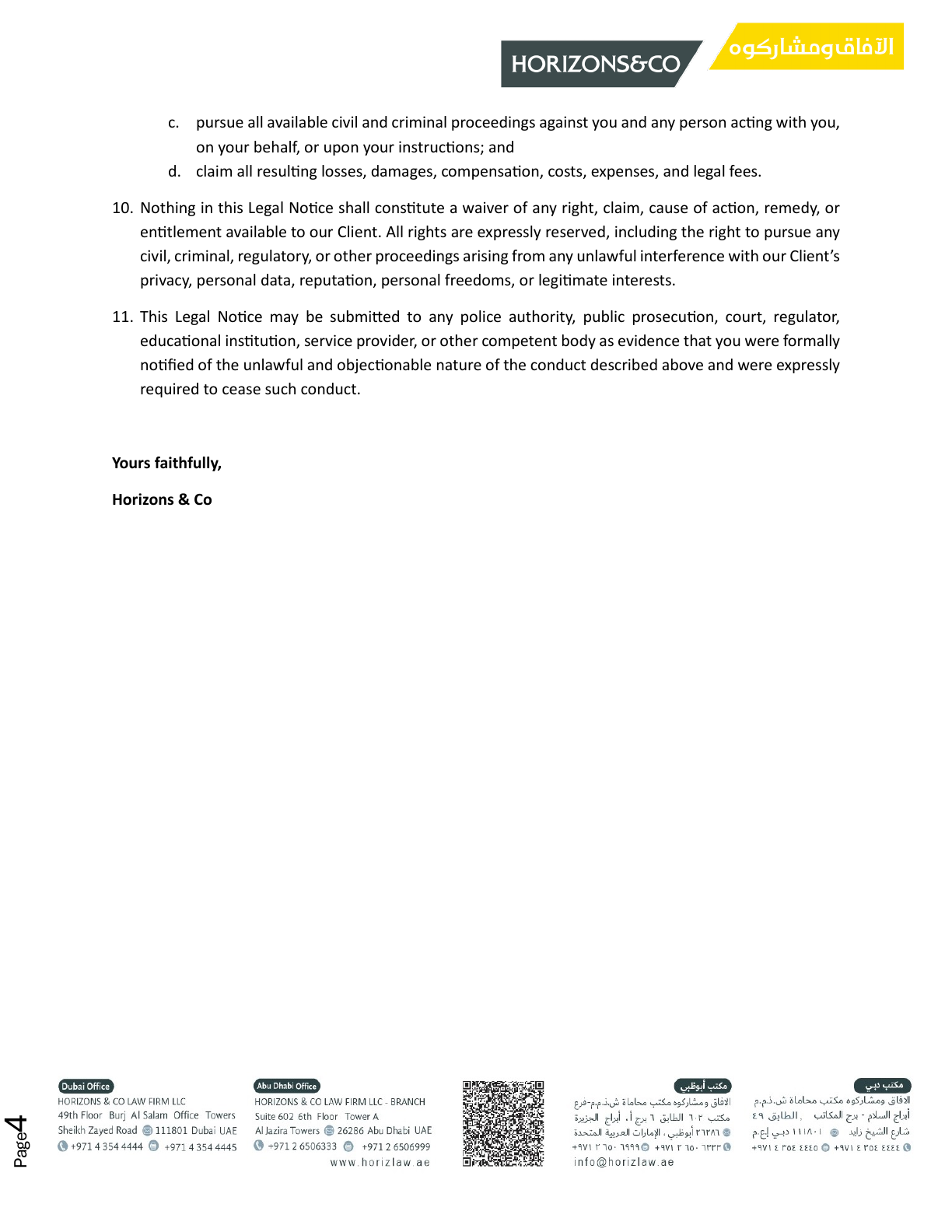 Legal notice sent on behalf of Henrik H. Christiansen, page 4