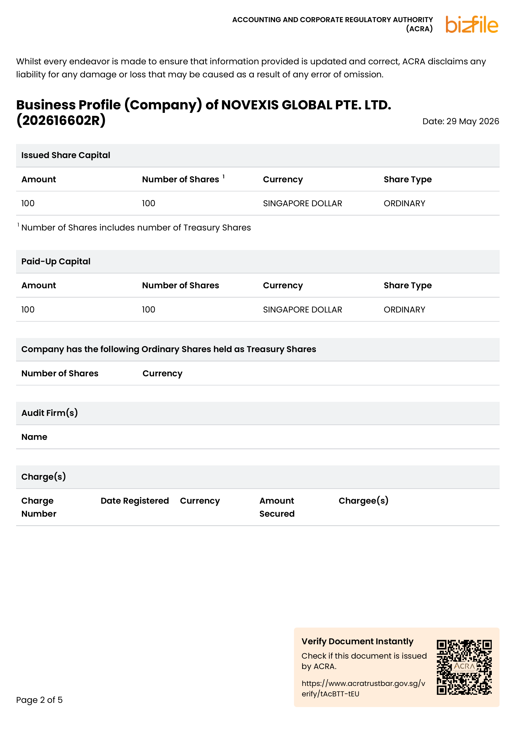 NOVEXIS GLOBAL PTE. LTD. registration document, page 2
