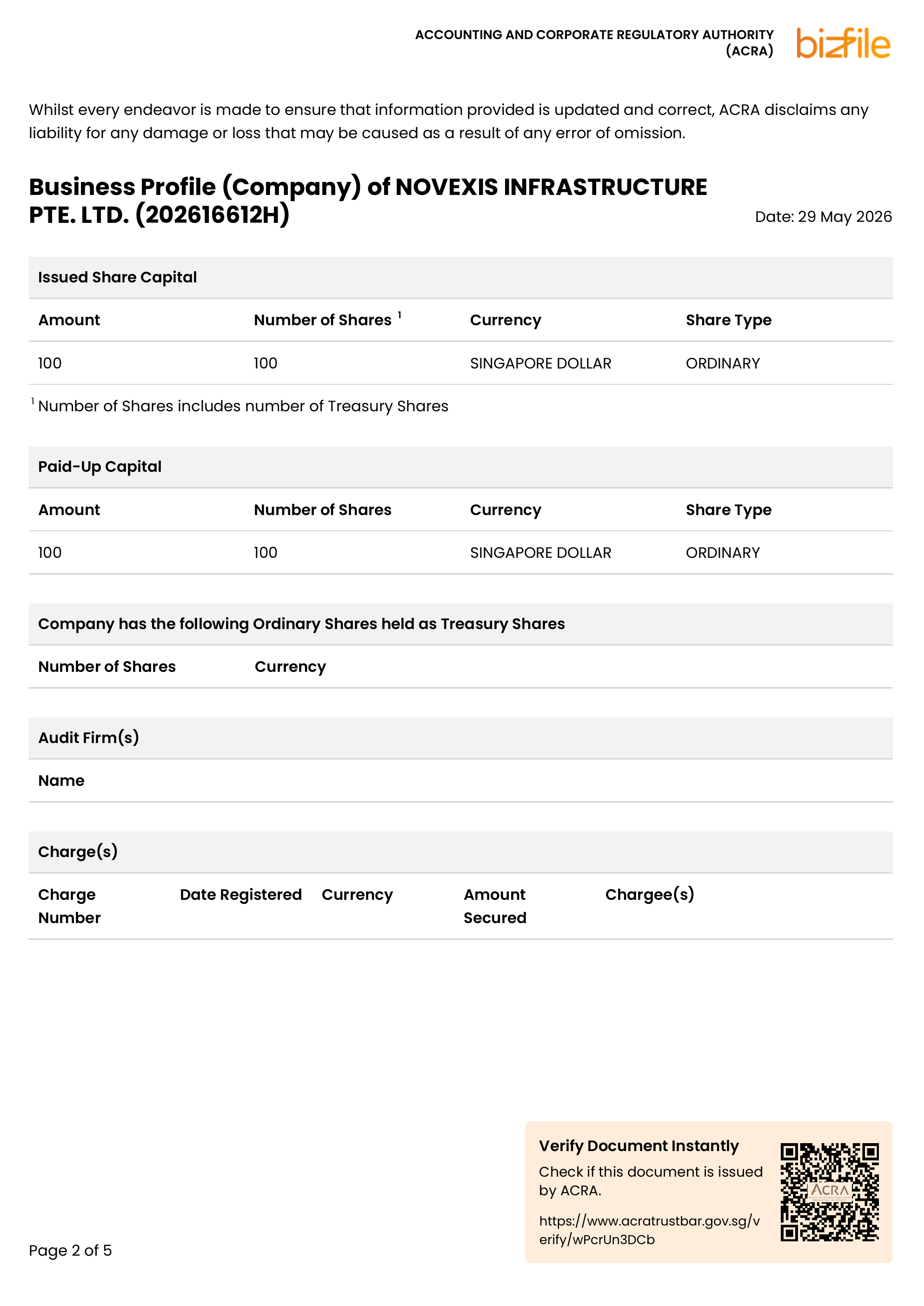 NOVEXIS INFRASTRUCTURE PTE. LTD. registration document, page 2