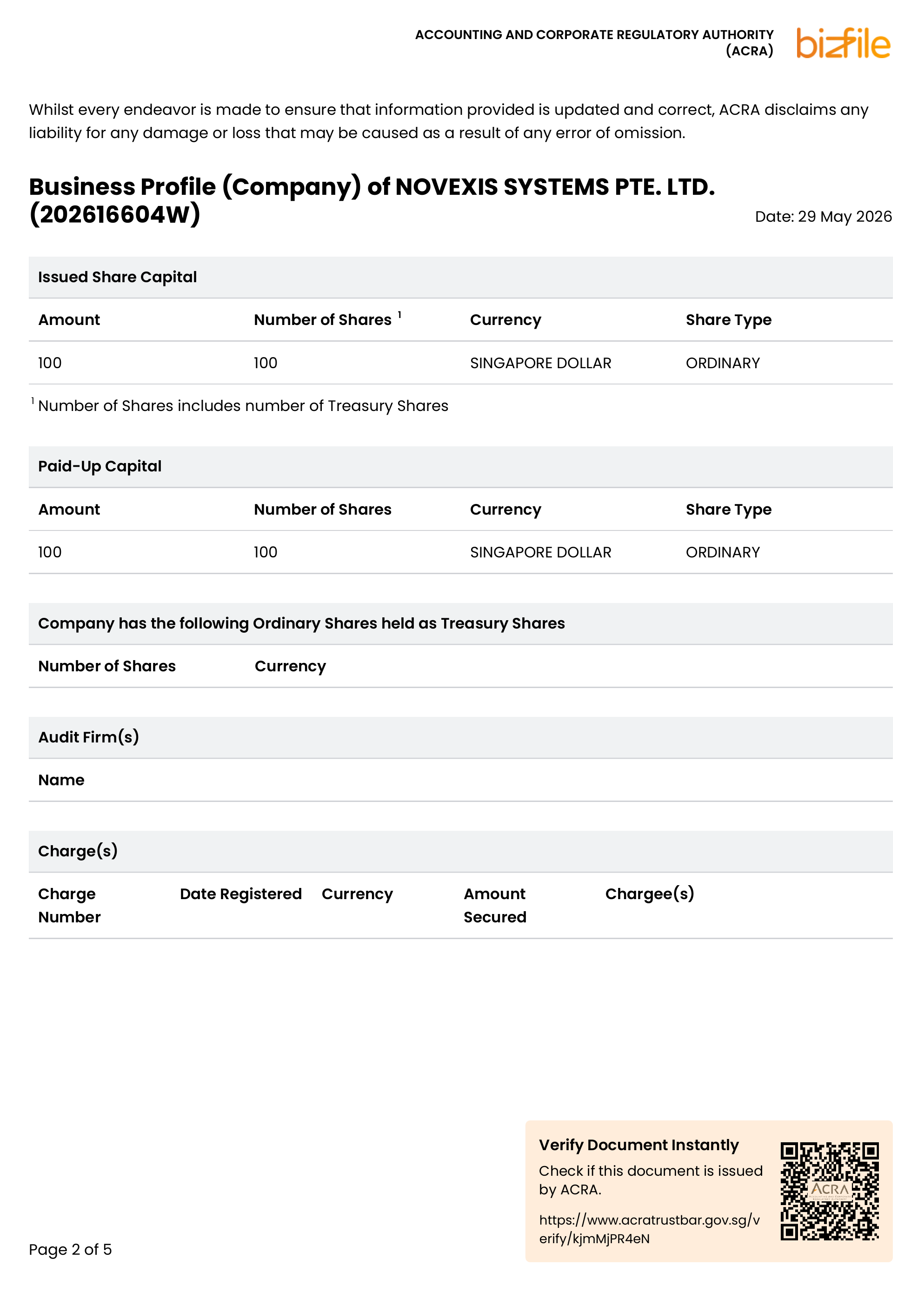 NOVEXIS SYSTEMS PTE. LTD. registration document, page 2