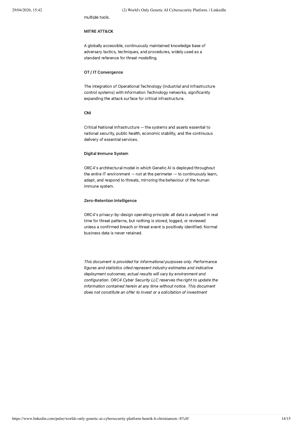 Seite 14 des von Henrik H. Christiansen am 29. April 2026 auf LinkedIn veröffentlichten ORC4-Whitepapers