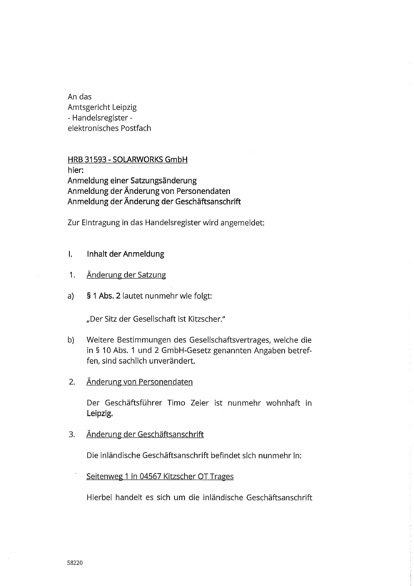 SOLARWORKS GmbH registration document, page 3