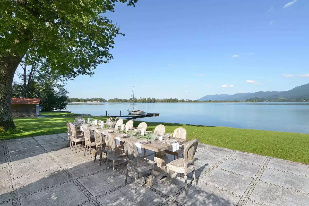 Lakeside terrace and private jetty